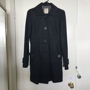 Black long wool pea coat in size S